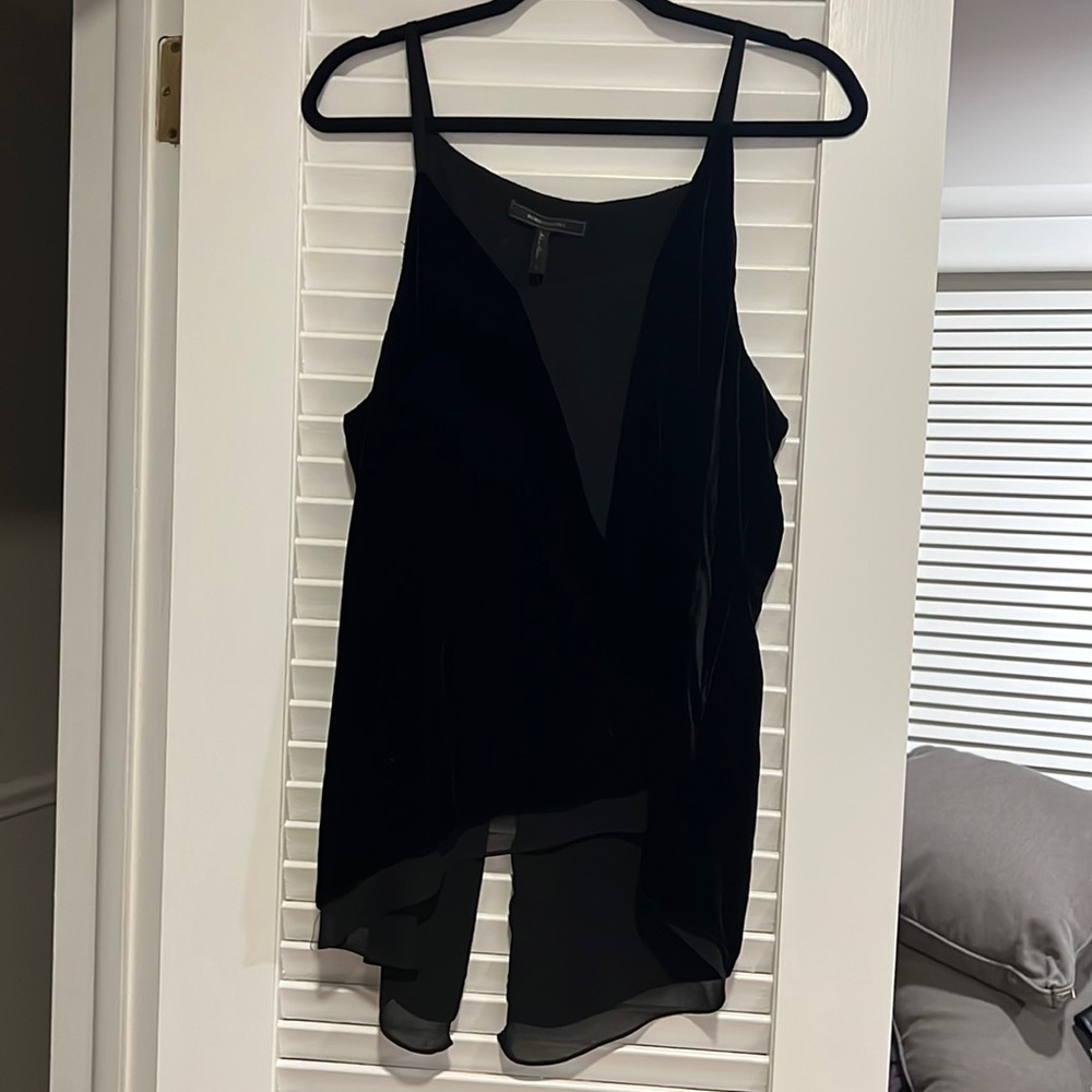 BCBG velvet and sheer tank top